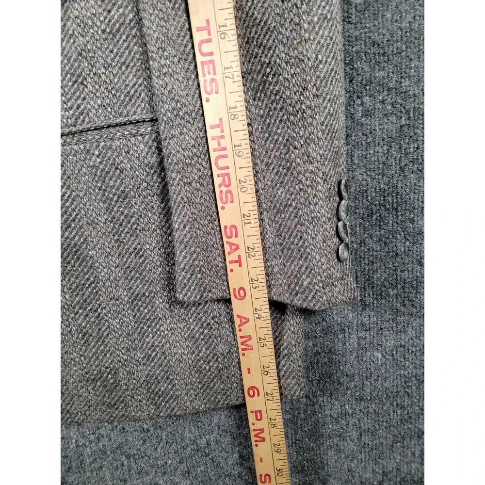 Vintage Christian Dior Sport Coat Mens 40 Gray Wool Herringbone Tweed Blazer 80s